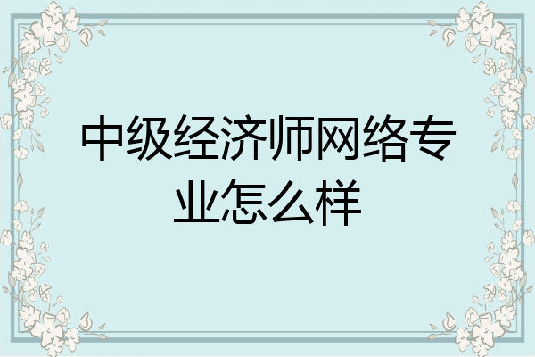 中级经济师网络专业怎么样