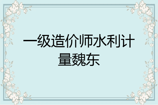 一级造价师水利计量魏东