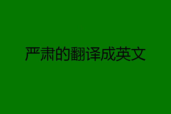 严肃的翻译成英文