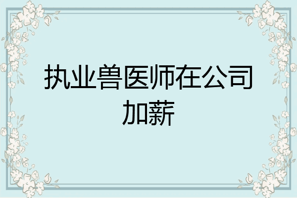 执业兽医师在公司加薪