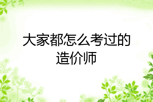 大家都怎么考过的造价师