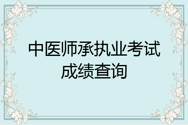 中医师承执业考试成绩查询