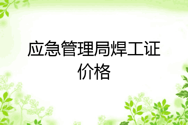 应急管理局焊工证价格