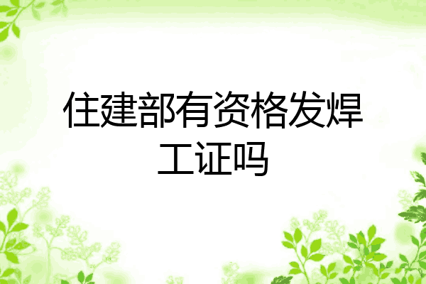 住建部有资格发焊工证吗