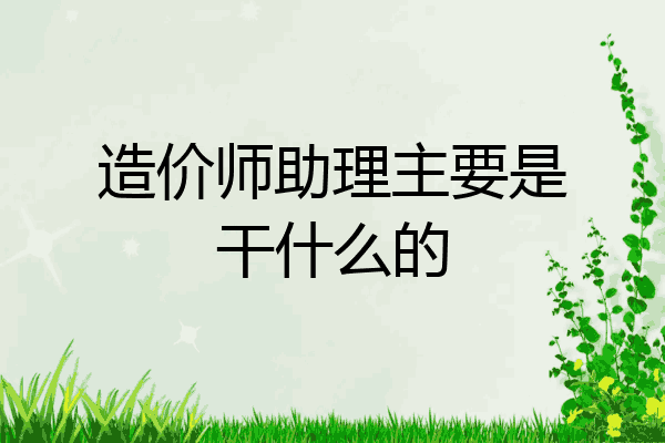 造价师助理主要是干什么的