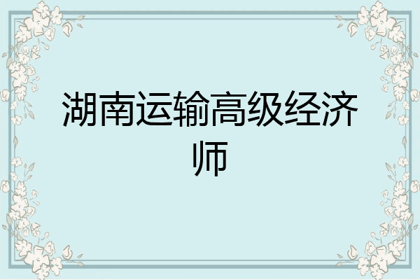 湖南运输高级经济师