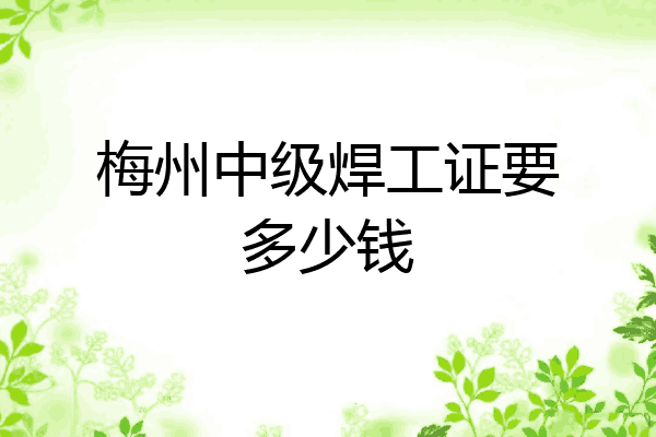 梅州中级焊工证要多少钱