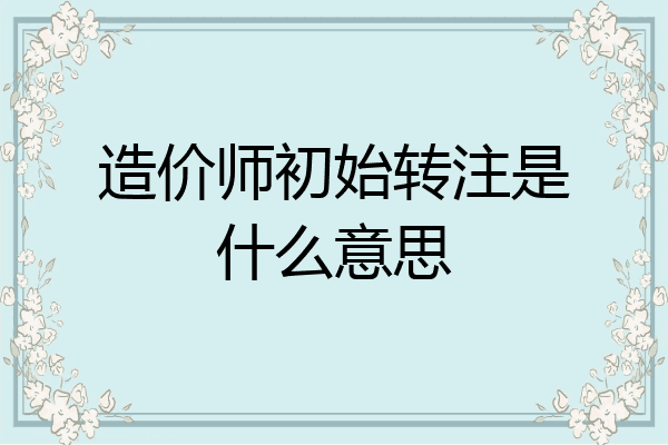 造价师初始转注是什么意思