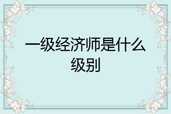 一级经济师是什么级别