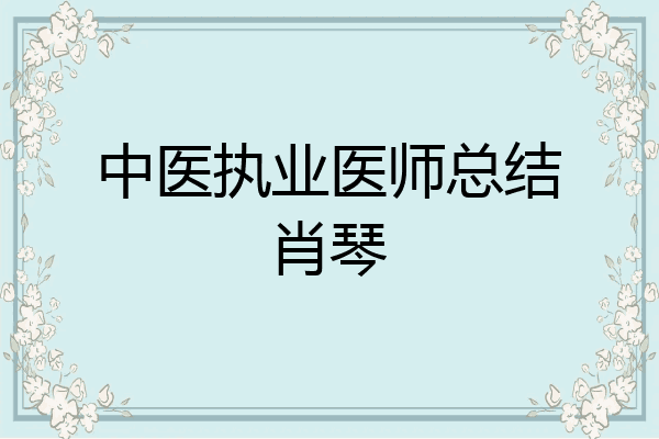 中医执业医师总结肖琴
