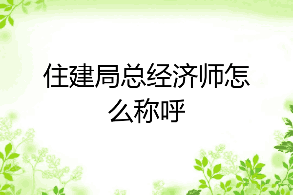 住建局总经济师怎么称呼