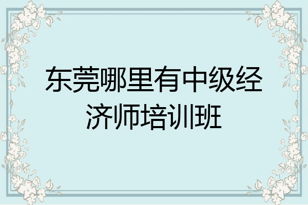 东莞哪里有中级经济师培训班