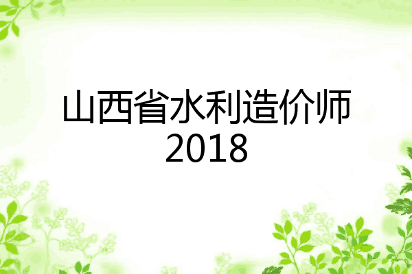 山西省水利造价师2018