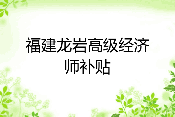 福建龙岩高级经济师补贴