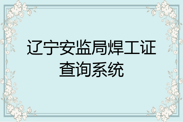 辽宁安监局焊工证查询系统