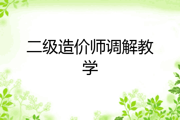 二级造价师调解教学