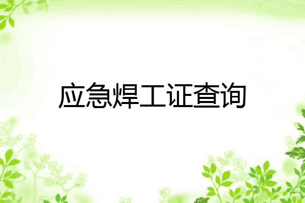 应急焊工证查询