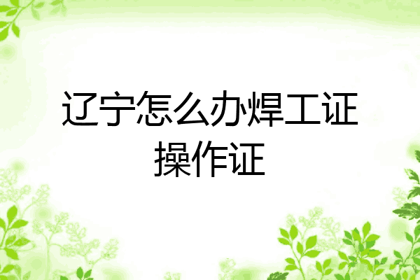 辽宁怎么办焊工证操作证