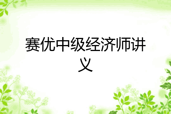 赛优中级经济师讲义