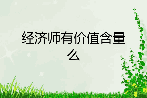 经济师有价值含量么