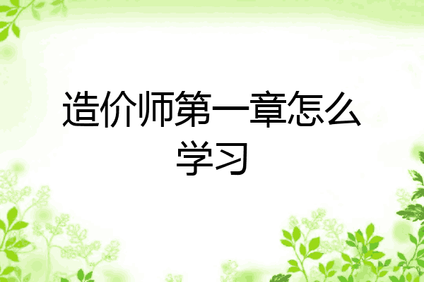 造价师第一章怎么学习