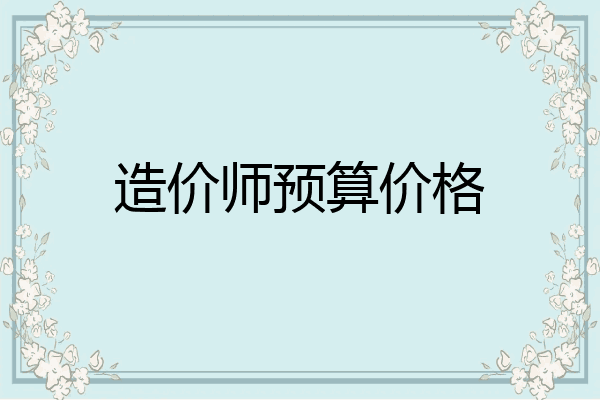 造价师预算价格