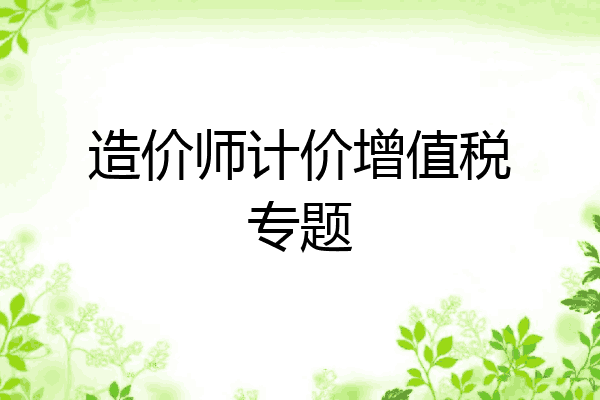 造价师计价增值税专题