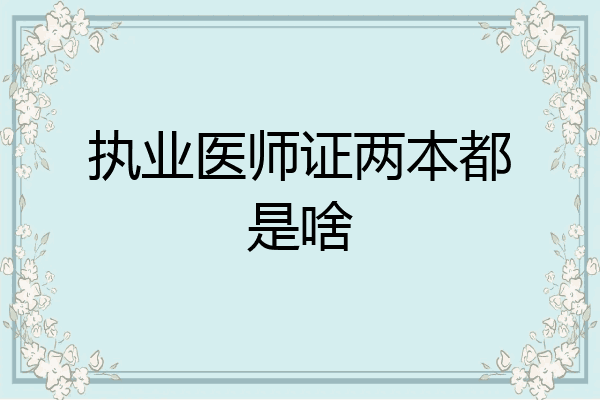 执业医师证两本都是啥