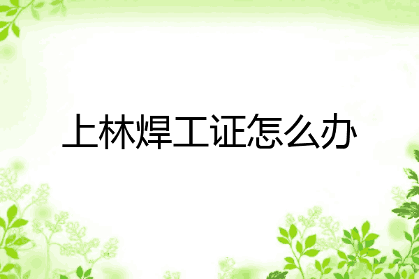 上林焊工证怎么办
