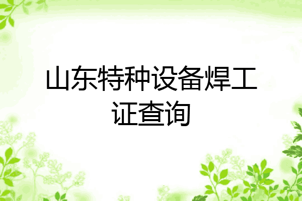 山东特种设备焊工证查询