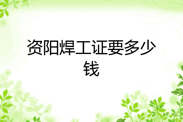 资阳焊工证要多少钱