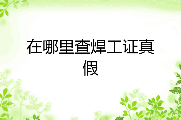 在哪里查焊工证真假
