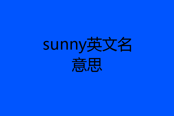 sunny英文名意思
