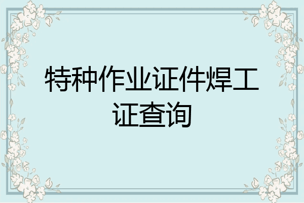 特种作业证件焊工证查询