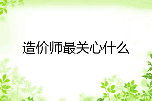 造价师最关心什么