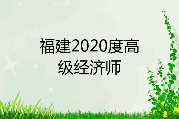 福建2020度高级经济师