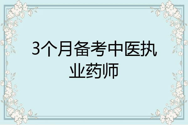 3个月备考中医执业药师