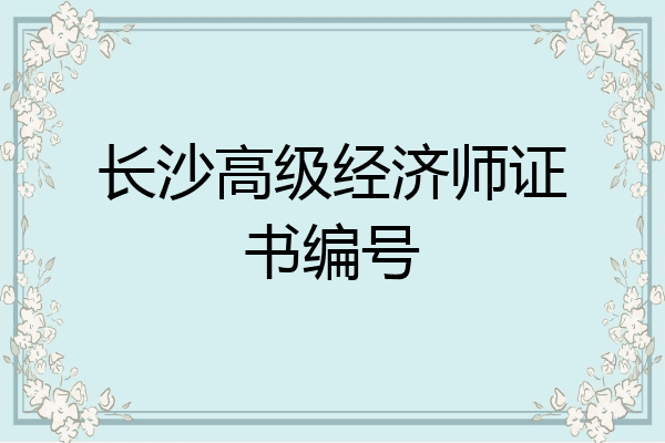 长沙高级经济师证书编号