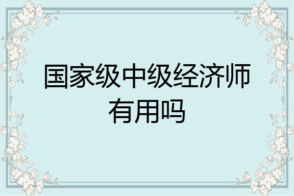 国家级中级经济师有用吗