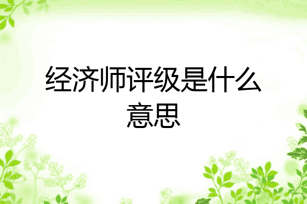 经济师评级是什么意思