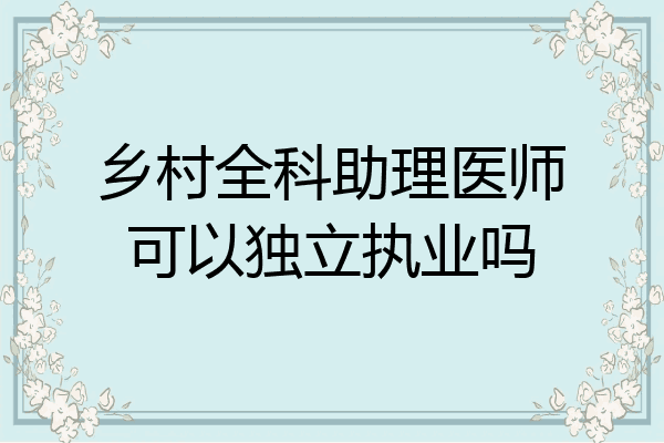 乡村全科助理医师可以独立执业吗