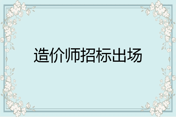 造价师招标出场