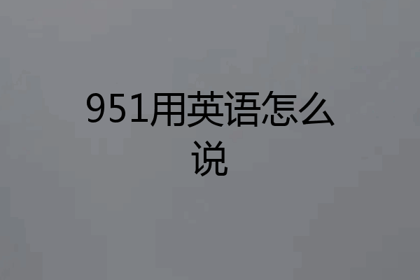 951用英语怎么说