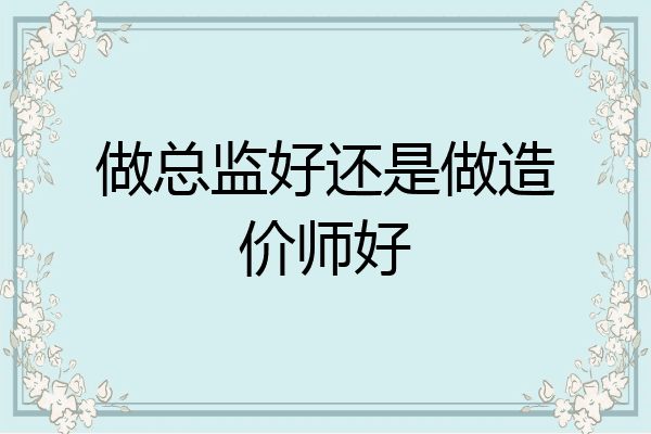 做总监好还是做造价师好