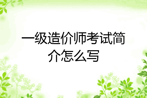一级造价师考试简介怎么写