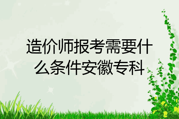 造价师报考需要什么条件安徽专科