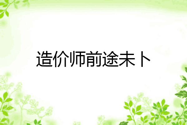 造价师前途未卜