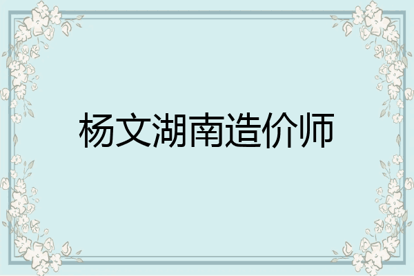 杨文湖南造价师