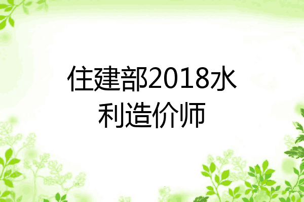 住建部2018水利造价师