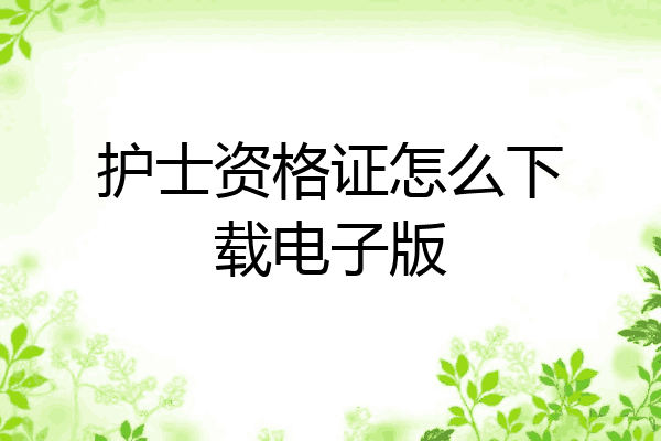 护士资格证怎么下载电子版